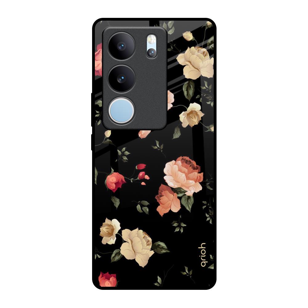 Black Spring Floral Vivo V29 Pro 5G Glass Back Cover Online