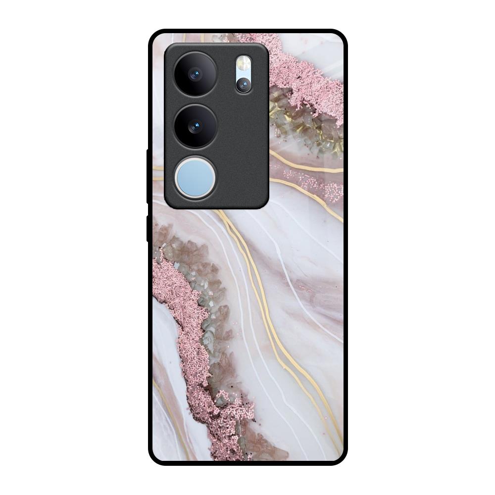 Pink & Gold Gllitter Marble Vivo V29 Pro 5G Glass Back Cover Online