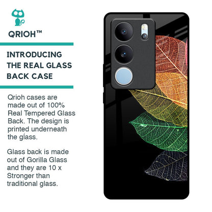 Colorful Leaves Glass Case for Vivo V29 Pro 5G
