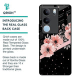 Floral Black Band Glass Case For Vivo V29 Pro 5G