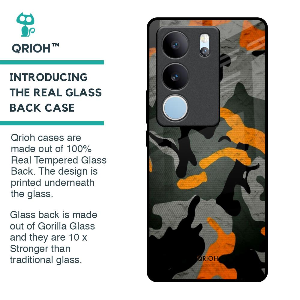 Camouflage Orange Glass Case For Vivo V29 Pro 5G