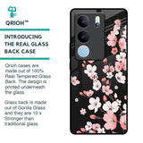 Black Cherry Blossom Glass Case for Vivo V29 Pro 5G