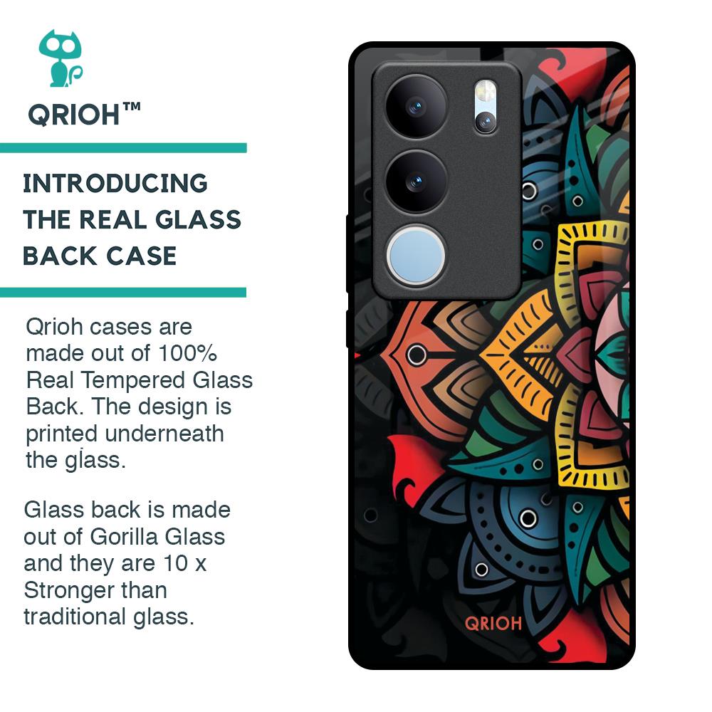Retro Gorgeous Flower Glass Case for Vivo V29 Pro 5G