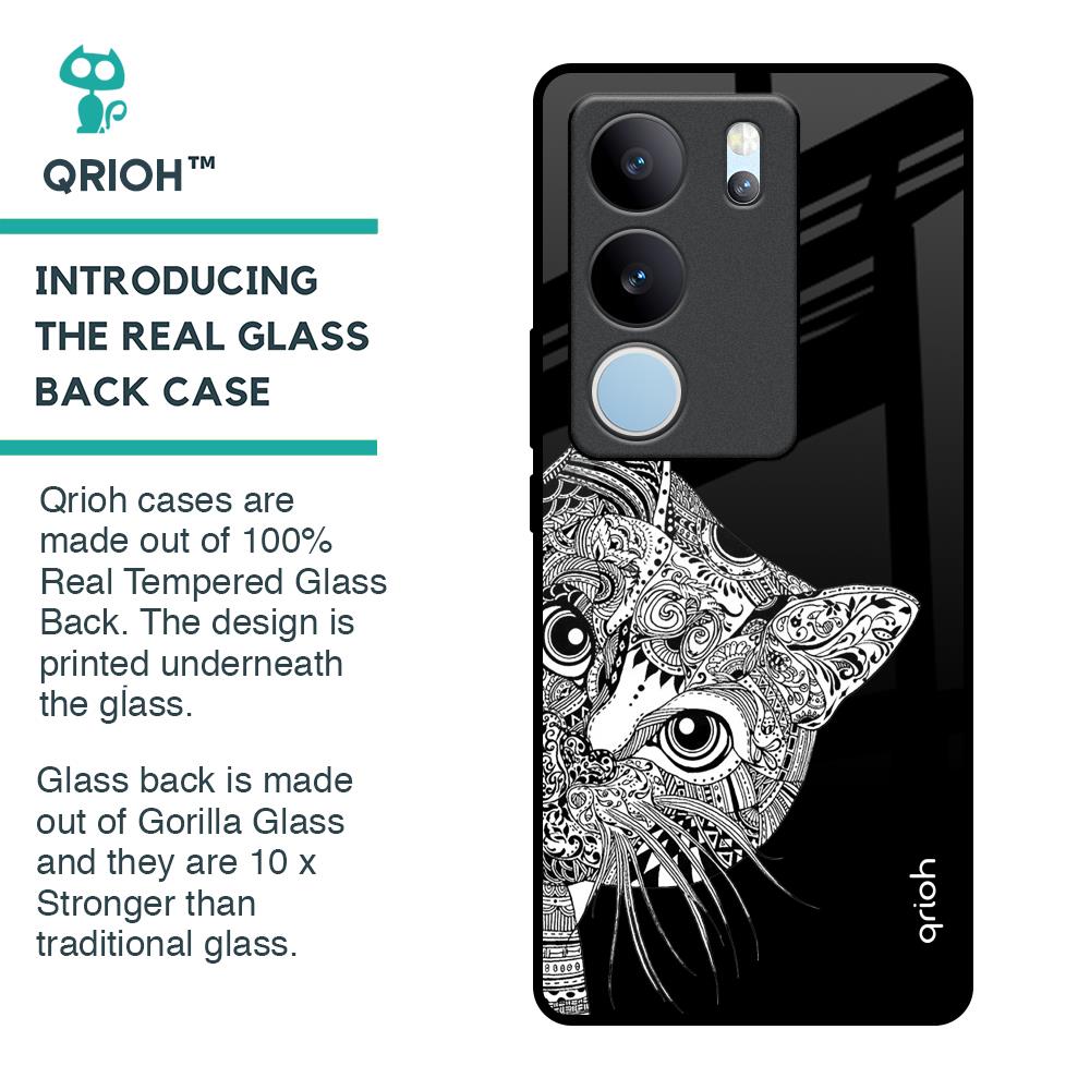 Kitten Mandala Glass Case for Vivo V29 Pro 5G
