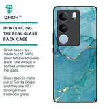Blue Golden Glitter Glass Case for Vivo V29 Pro 5G