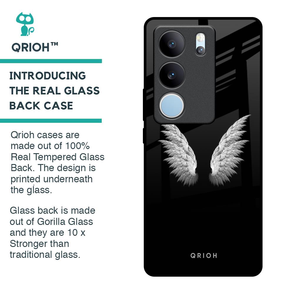 White Angel Wings Glass Case for Vivo V29 Pro 5G