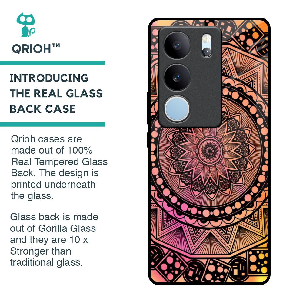 Floral Mandala Glass Case for Vivo V29 Pro 5G