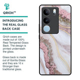 Pink & Gold Gllitter Marble Glass Case for Vivo V29 Pro 5G