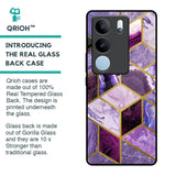 Purple Rhombus Marble Glass Case for Vivo V29 Pro 5G