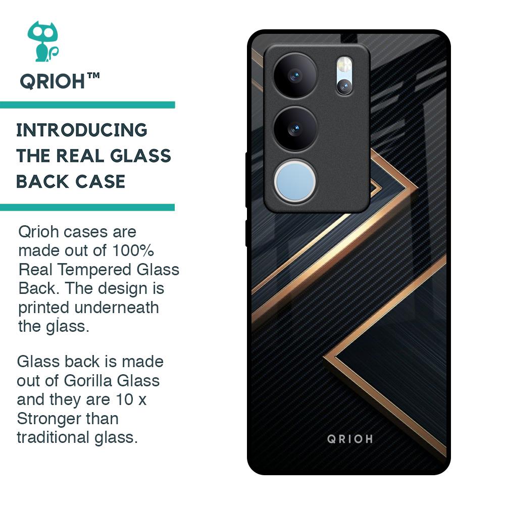 Sleek Golden & Navy Glass Case for Vivo V29 Pro 5G