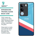 Pink & White Stripes Glass Case For Vivo V29 Pro 5G