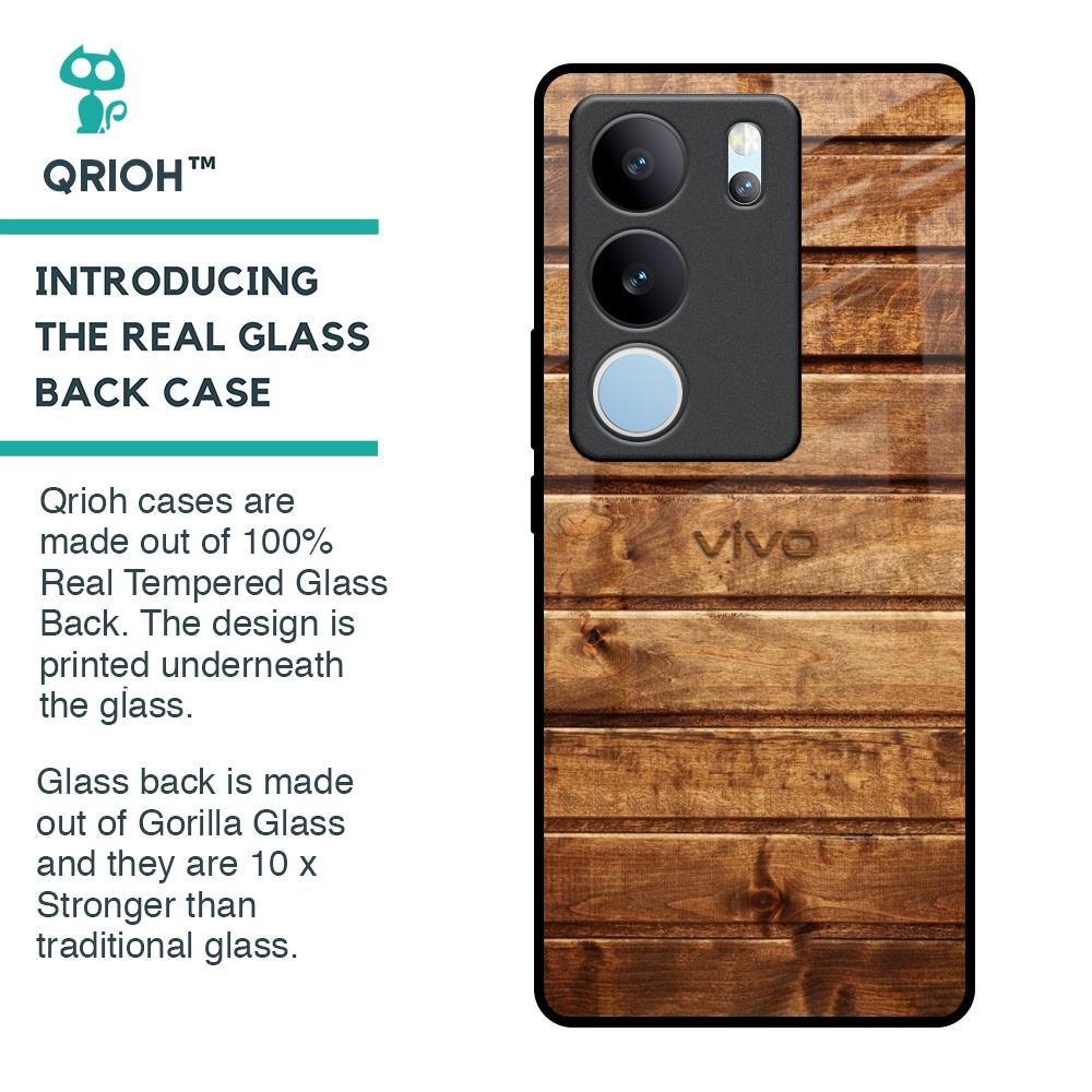 Wooden Planks Glass Case for Vivo V29 Pro 5G