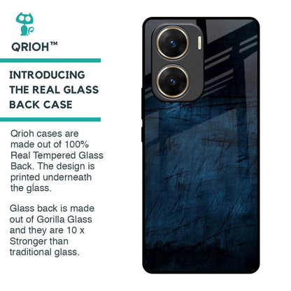 Dark Blue Grunge Glass Case for Vivo V29e 5G