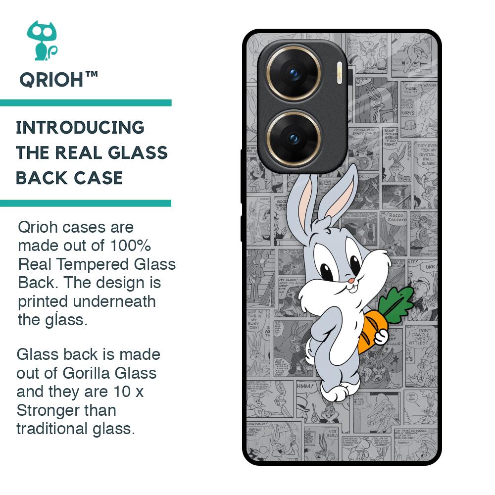 Cute Baby Bunny Glass Case for Vivo V29e 5G