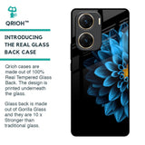 Half Blue Flower Glass Case for Vivo V29e 5G
