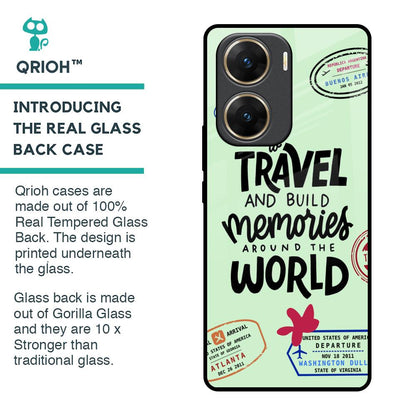 Travel Stamps Glass Case for Vivo V29e 5G