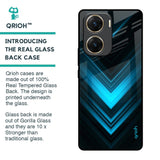 Vertical Blue Arrow Glass Case For Vivo V29e 5G