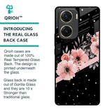 Floral Black Band Glass Case For Vivo V29e 5G