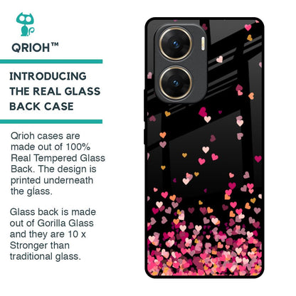 Heart Rain Fall Glass Case For Vivo V29e 5G