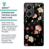 Black Spring Floral Glass Case for Vivo V29e 5G