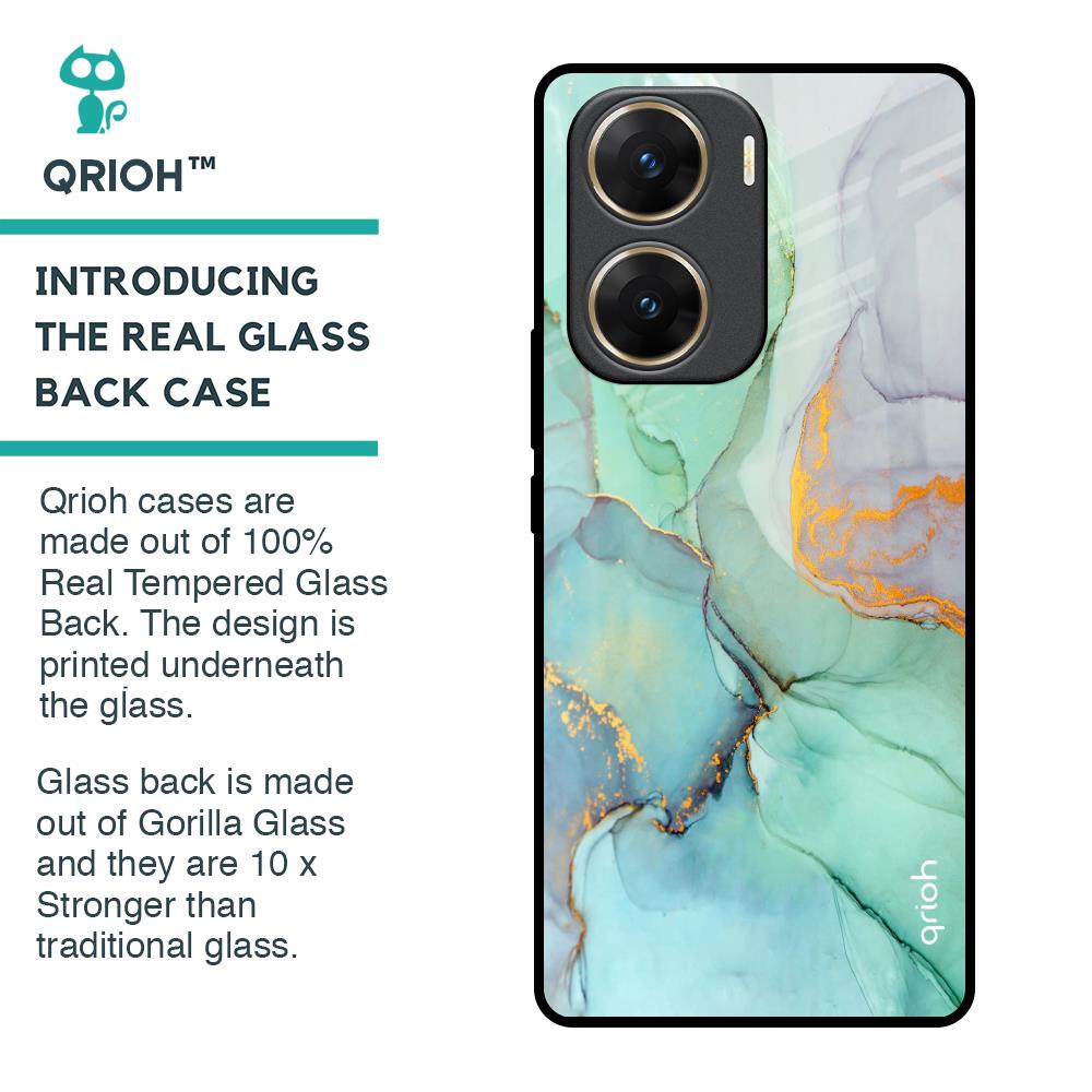 Green Marble Glass Case for Vivo V29e 5G