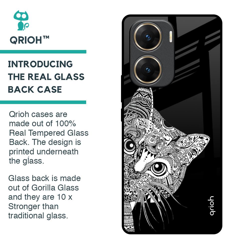 Kitten Mandala Glass Case for Vivo V29e 5G