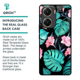 Tropical Leaves & Pink Flowers Glass Case for Vivo V29e 5G