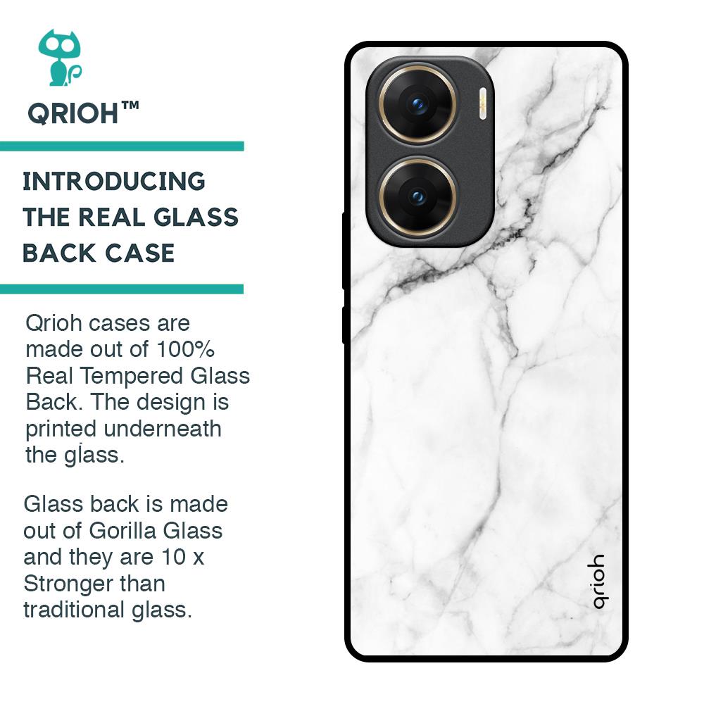 Modern White Marble Glass Case for Vivo V29e 5G