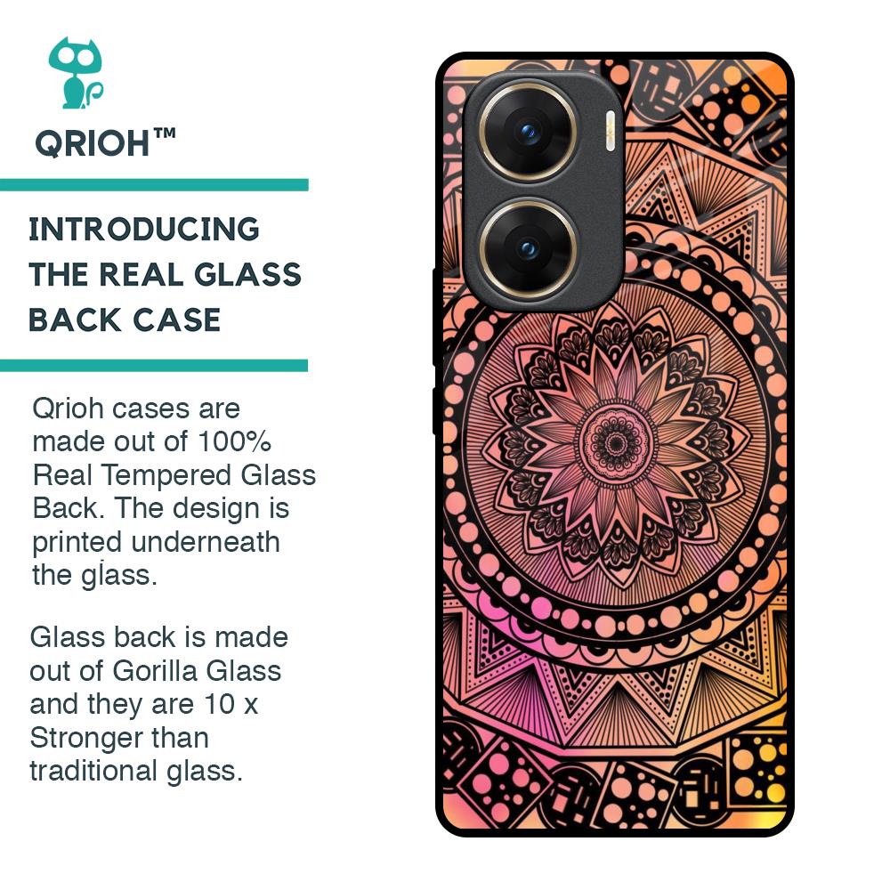 Floral Mandala Glass Case for Vivo V29e 5G