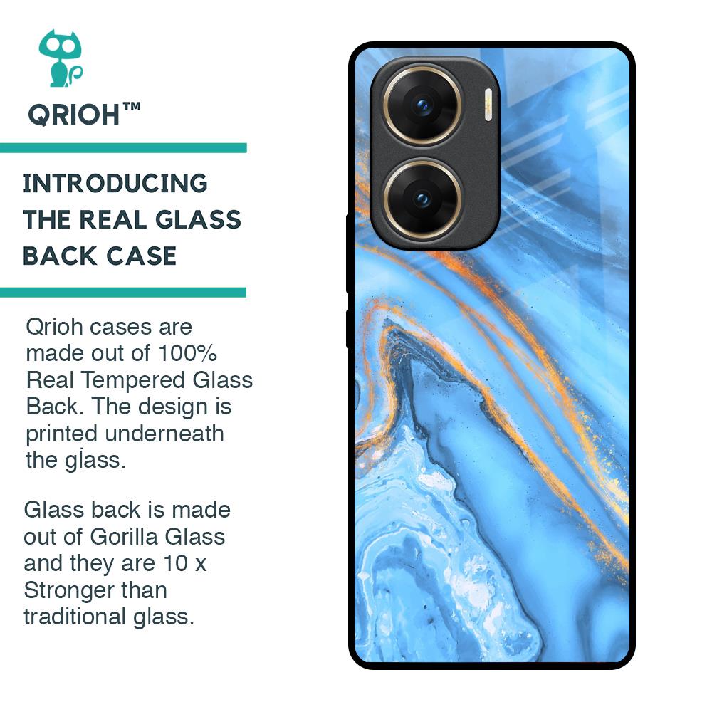 Vibrant Blue Marble Glass Case for Vivo V29e 5G