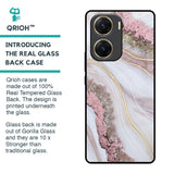 Pink & Gold Gllitter Marble Glass Case for Vivo V29e 5G