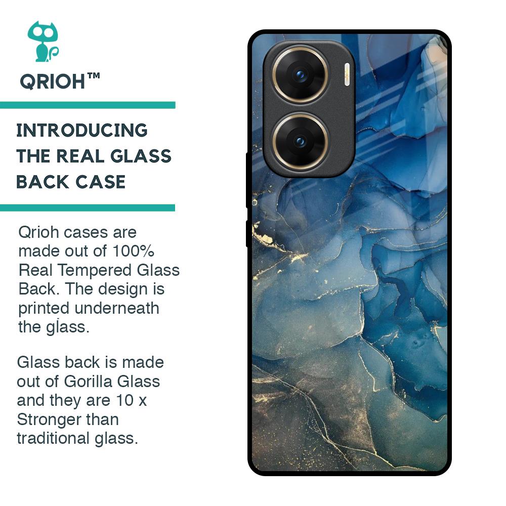 Blue Cool Marble Glass Case for Vivo V29e 5G