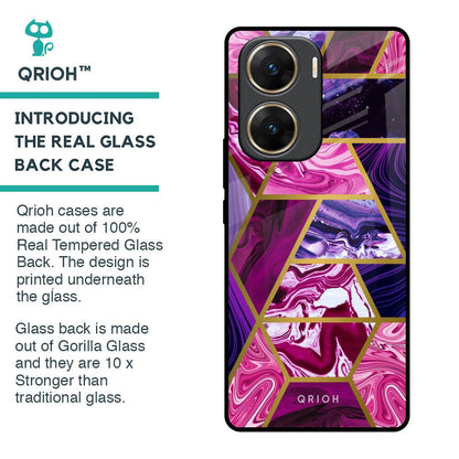 Electroplated Geometric Marble Glass Case for Vivo V29e 5G
