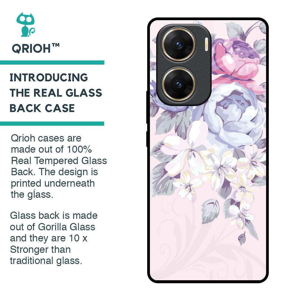 Elegant Floral Glass Case for Vivo V29e 5G