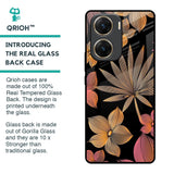 Lines Pattern Flowers Glass Case for Vivo V29e 5G