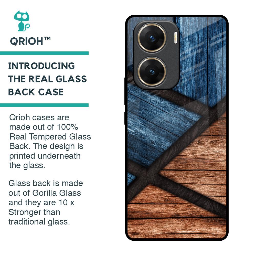 Wooden Tiles Glass Case for Vivo V29e 5G