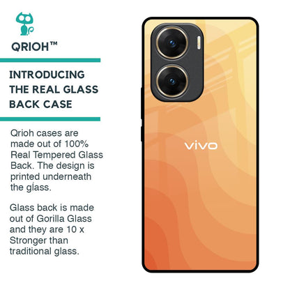Orange Curve Pattern Glass Case for Vivo V29e 5G