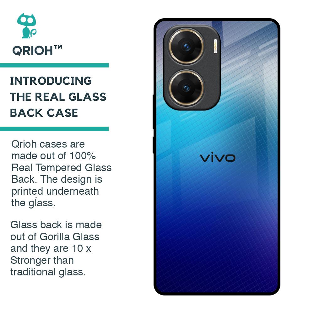Blue Rhombus Pattern Glass Case for Vivo V29e 5G