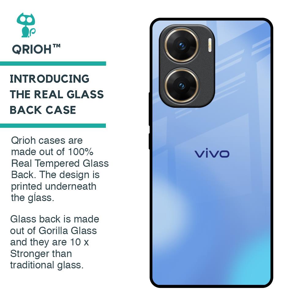 Vibrant Blue Texture Glass Case for Vivo V29e 5G