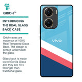 Pink & White Stripes Glass Case For Vivo V29e 5G