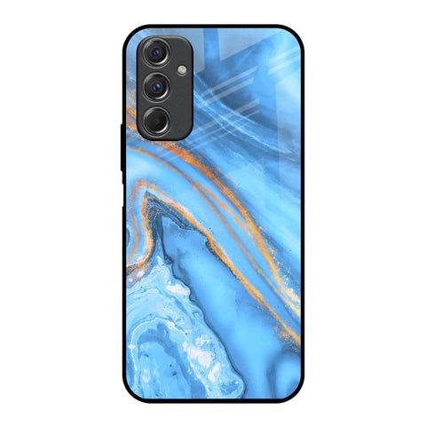 Vibrant Blue Marble Samsung Galaxy F34 5G Glass Back Cover Online