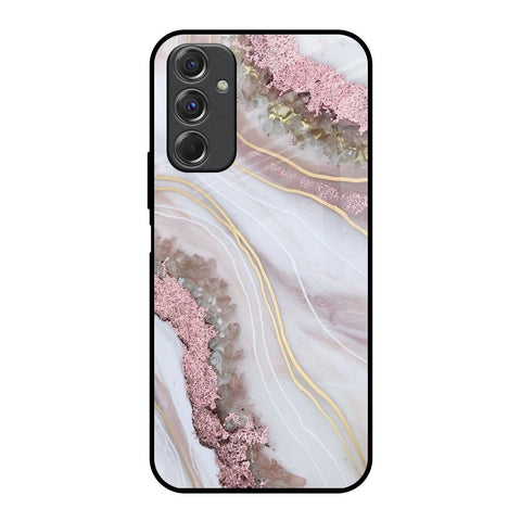 Pink & Gold Gllitter Marble Samsung Galaxy F34 5G Glass Back Cover Online