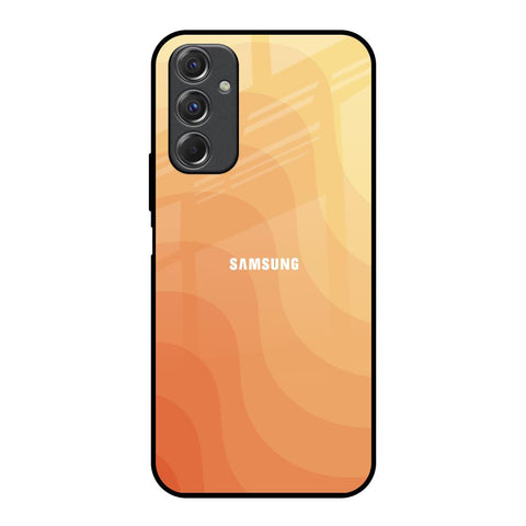 Orange Curve Pattern Samsung Galaxy F34 5G Glass Back Cover Online