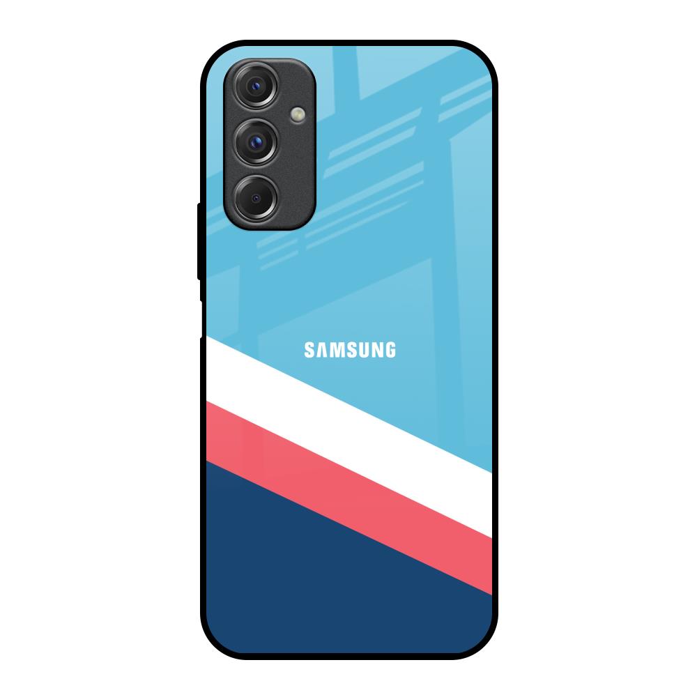 Pink & White Stripes Samsung Galaxy F34 5G Glass Back Cover Online