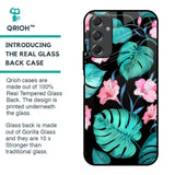 Tropical Leaves & Pink Flowers Glass Case for Samsung Galaxy F34 5G