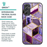 Purple Rhombus Marble Glass Case for Samsung Galaxy F34 5G