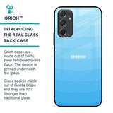 Wavy Blue Pattern Glass Case for Samsung Galaxy F34 5G