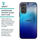 Blue Rhombus Pattern Glass Case for Samsung Galaxy F34 5G