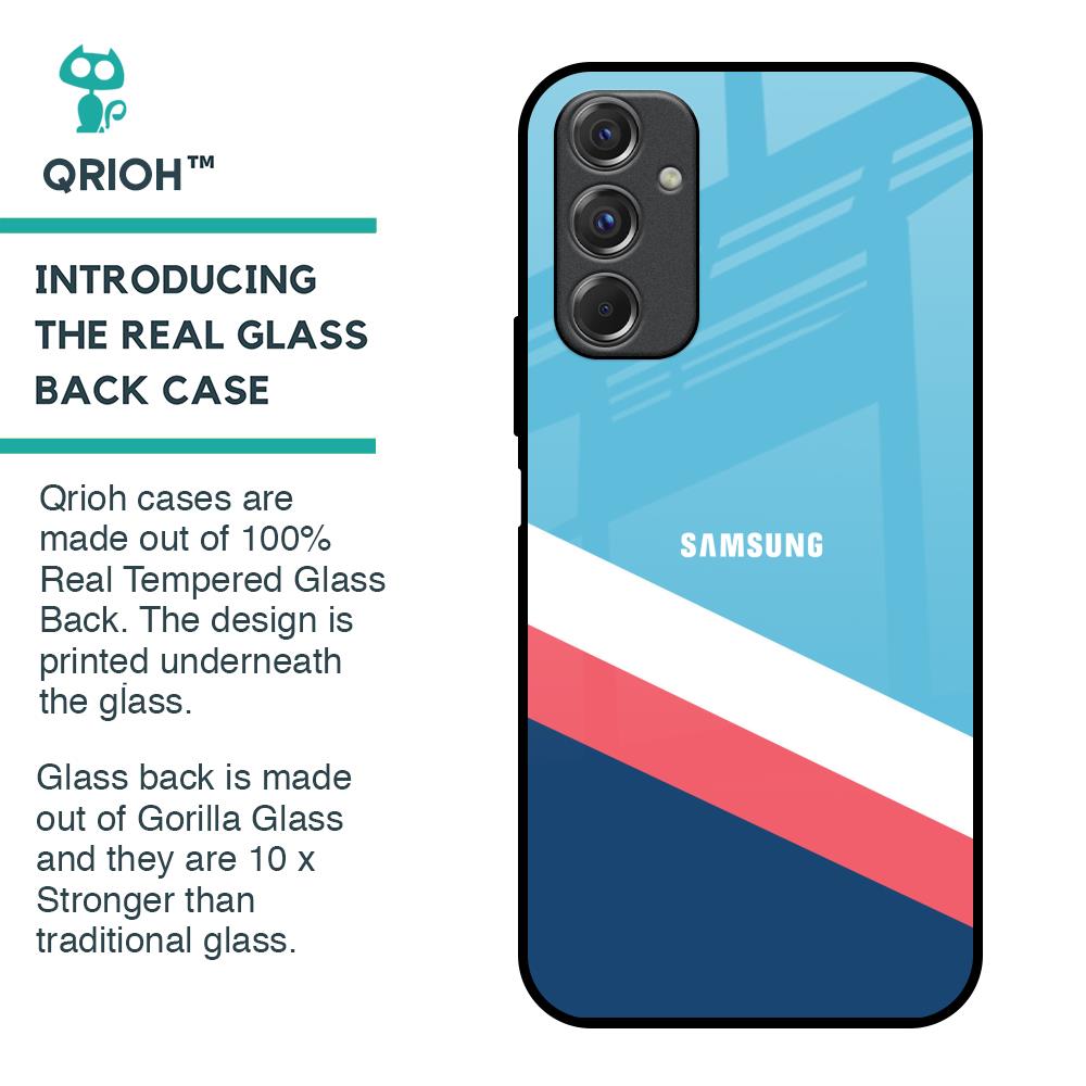 Pink & White Stripes Glass Case For Samsung Galaxy F34 5G