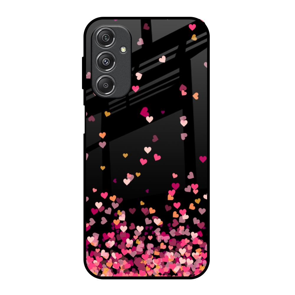 Heart Rain Fall Samsung Galaxy M34 5G Glass Back Cover Online